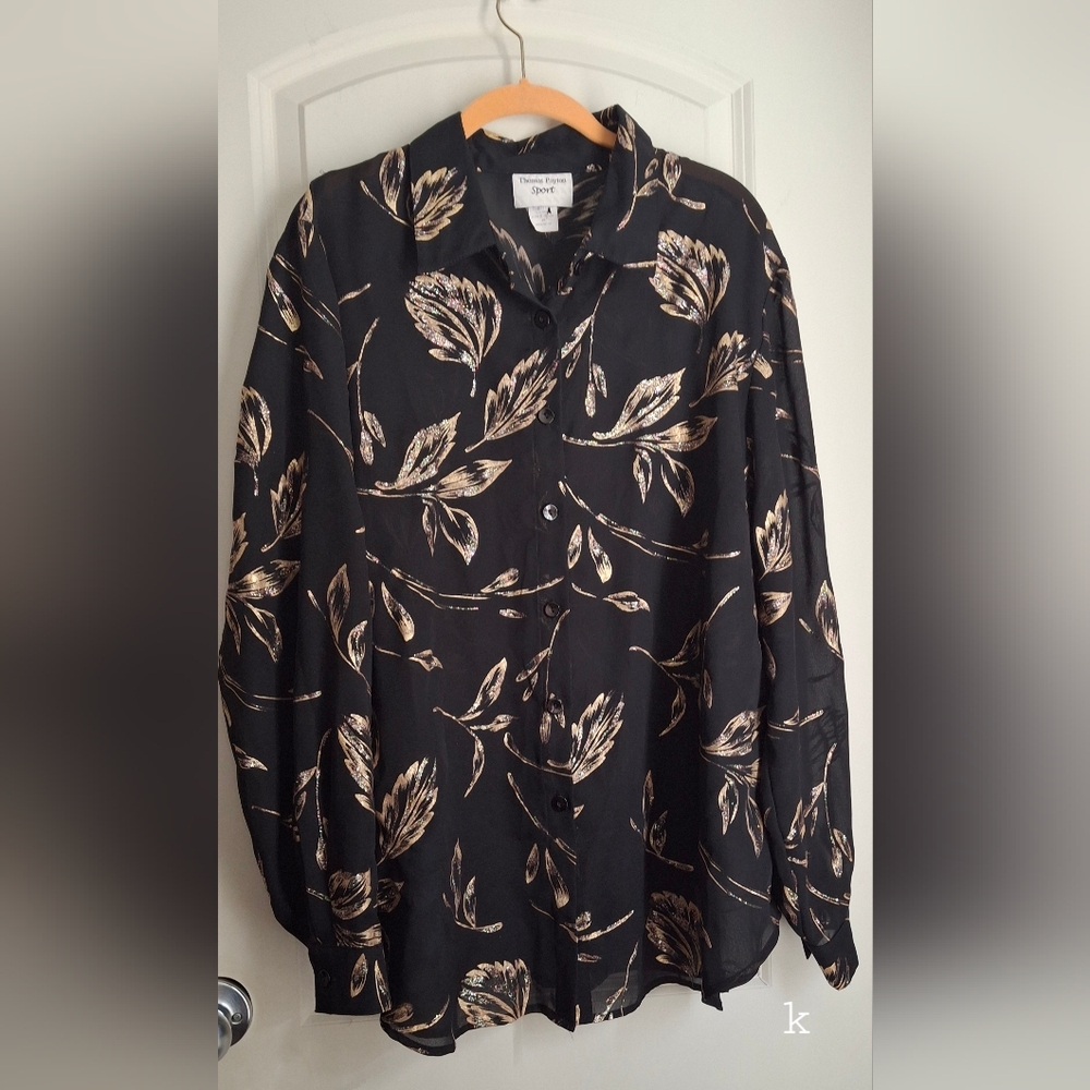 Thomas payton sport 16 womens floral glitter print formal long sleeve goth prof